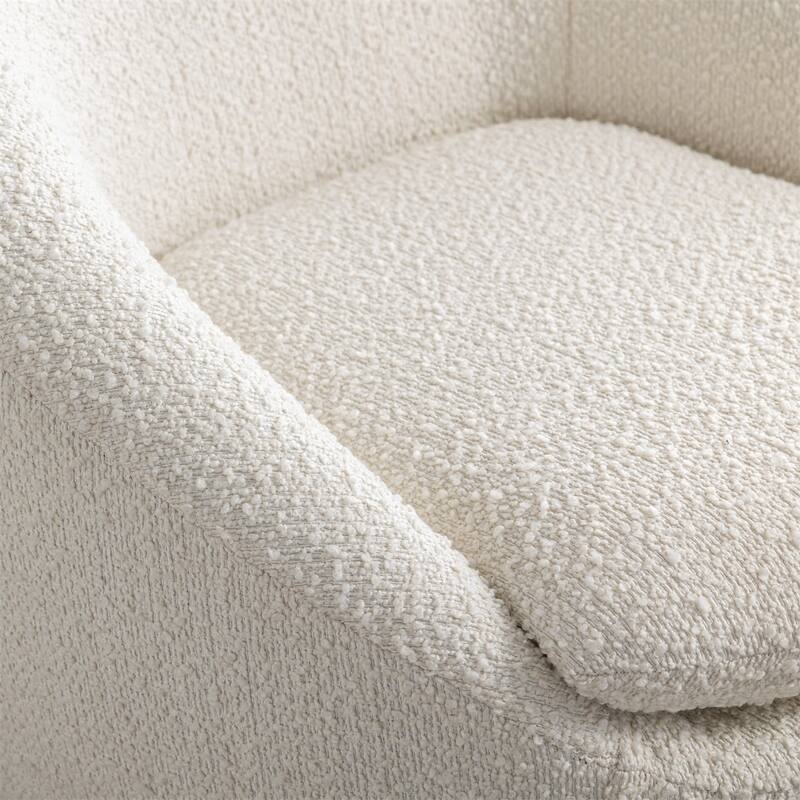 Modern Teddy Boucle Fabric Swivel Barrel Accent Chair, Set of 1