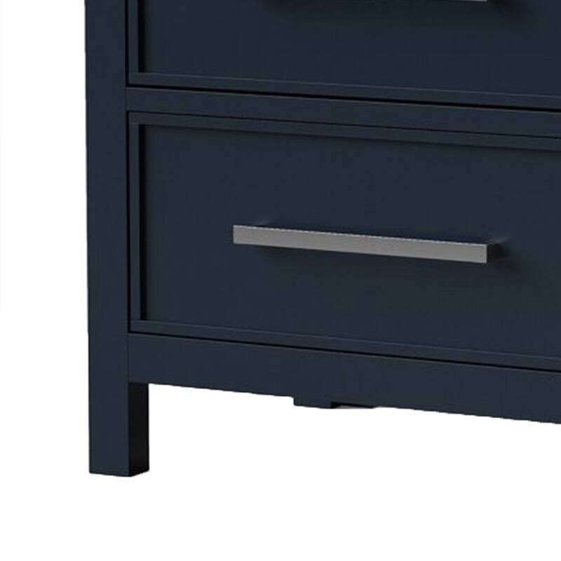 Tela Nightstand, 2 Drawers, Metal Handles, 25 Inch Blue Solid Pinewood