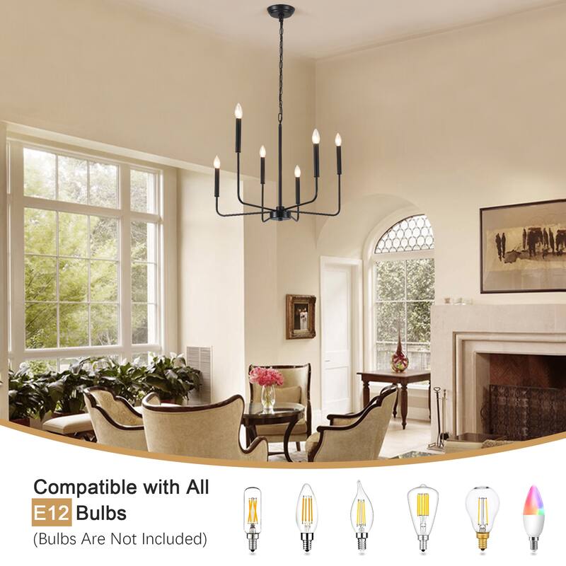 6-Light Candlestick Hanging Linear Chandelier Lighting Ceiling Light for Kitchen Island