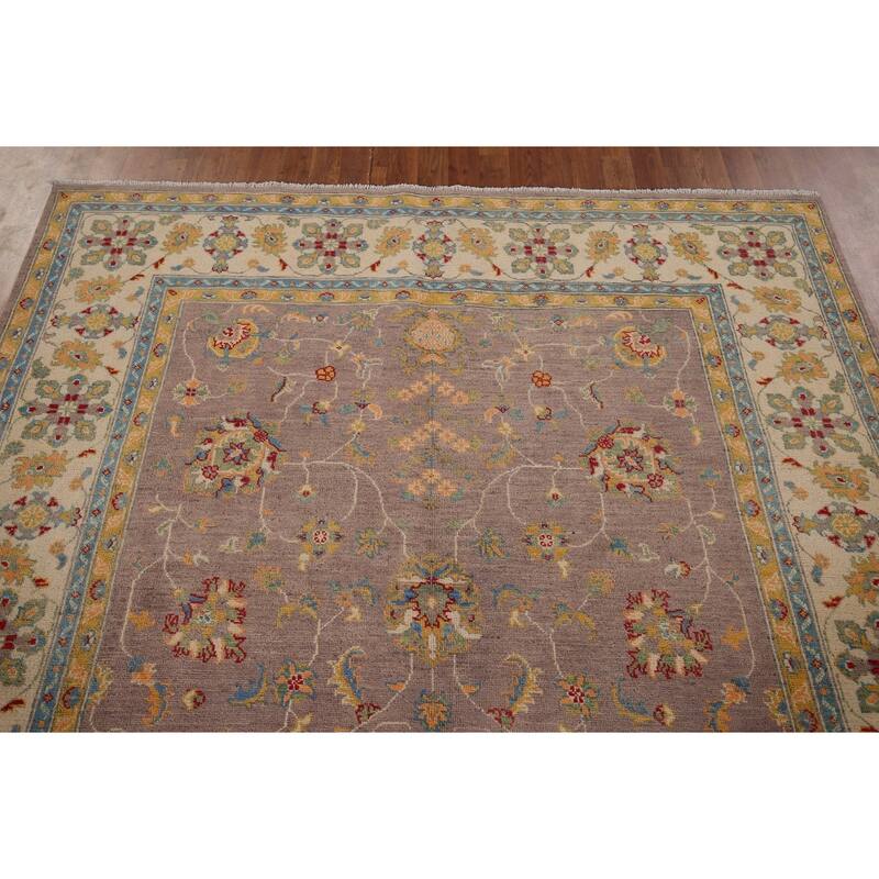 Floral Oushak Oriental Area Rug Handmade Wool Carpet - 6'5" x 9'5"