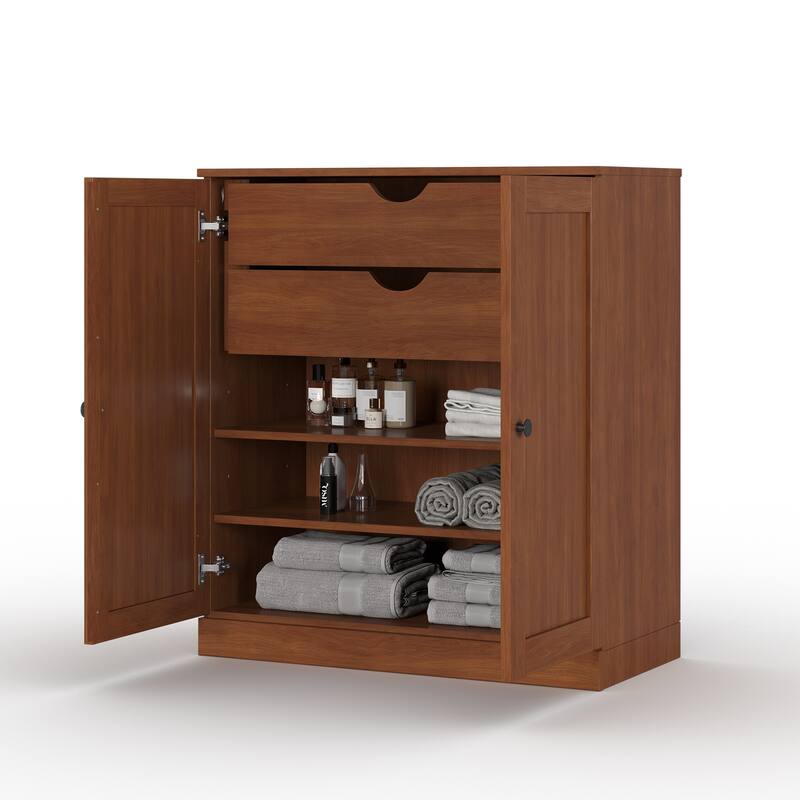 Palace Imports 100% Solid Wood 32" Bathroom Storage Cabinet with Shaker Doors, 2-Drawers and Adjustable Shelves