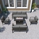 preview thumbnail 138 of 144, Aluminum Patio Outdoor Sectional Sofa Set with Fire Pit, Swivel Rocking Chairs and Ottomans 7-Seats - Grey