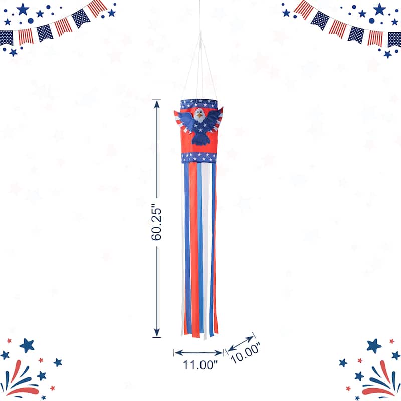 Glitzhome 60.25"H Patriotic Americana 3D Eagle Windsock