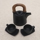 preview thumbnail 1 of 0, Novica Handmade Midnight Cup Ceramic And Teak Wood Tea Set (5 Pcs)