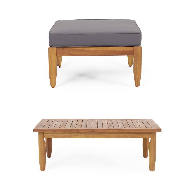 2 Piece Mid-Century Modern Outdoor Set with Ottoman & Coffee Table