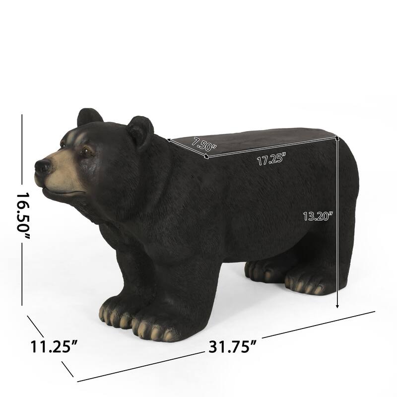 Collinston Outdoor Cast Stone Outdoor Bear Garden Bench by Christopher Knight Home