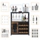 preview thumbnail 4 of 7, 3-Tier Wine Bar Cabinet with LED Lights, Detachable Wine Rack and Storage Space,Grey - 27.2x13.8x36.2in
