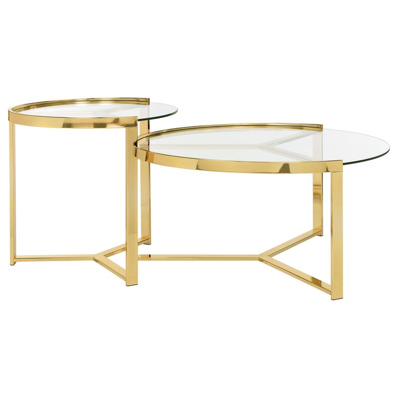 Delia 2-Piece Round Glass Top Nesting Coffee Table