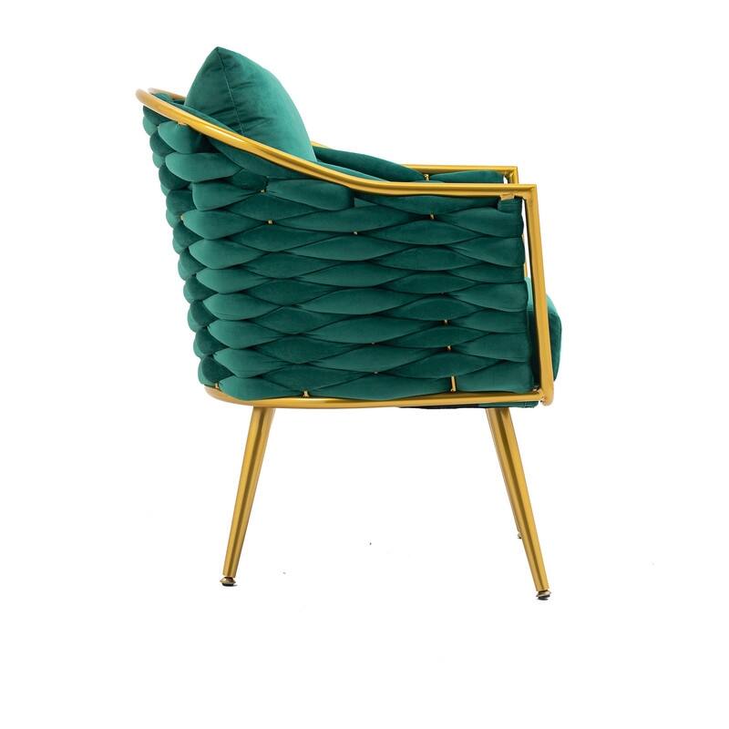 Modern Velvet Accent Chair with Metal Frame, Upholstered Armchair