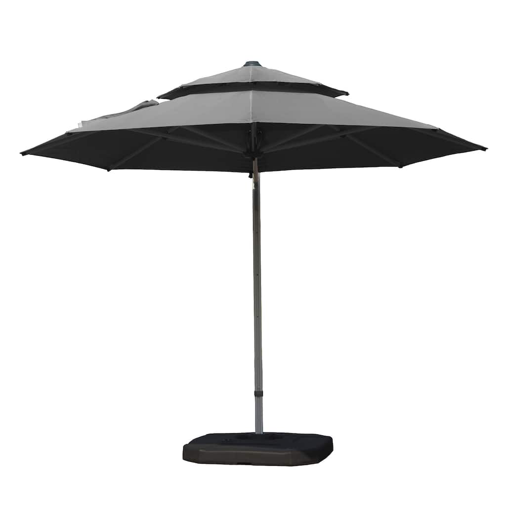 Round Cantilever Umbrella with Center Pole, Gray (Base Not Included)