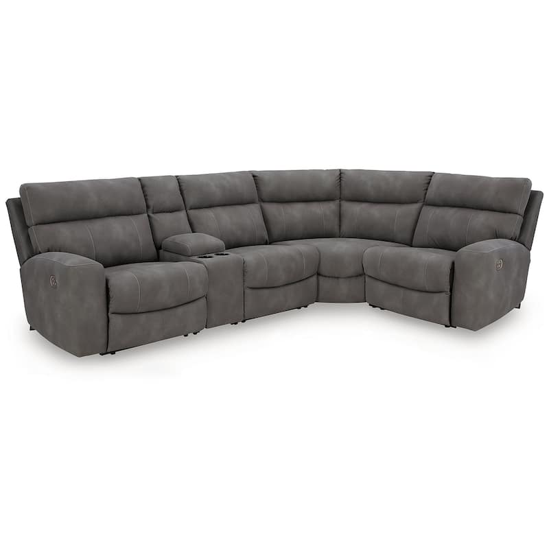 Signature Design by Ashley Next-Gen DuraPella 5-Piece Power Reclining Sectional - 119.5"W x 76.5"D x 42"H - Grey