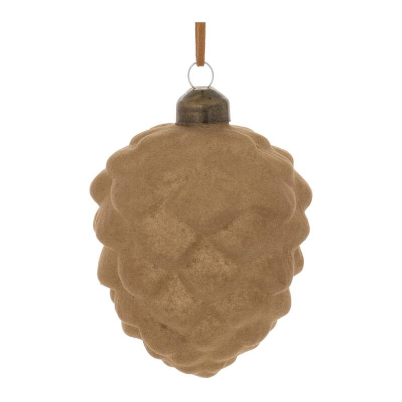Flocked Glass Pinecone Ornament (Set of 12) - N/A