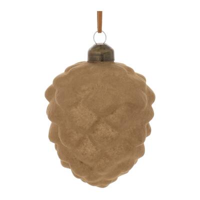 Flocked Glass Pinecone Ornament (Set of 12) - N/A