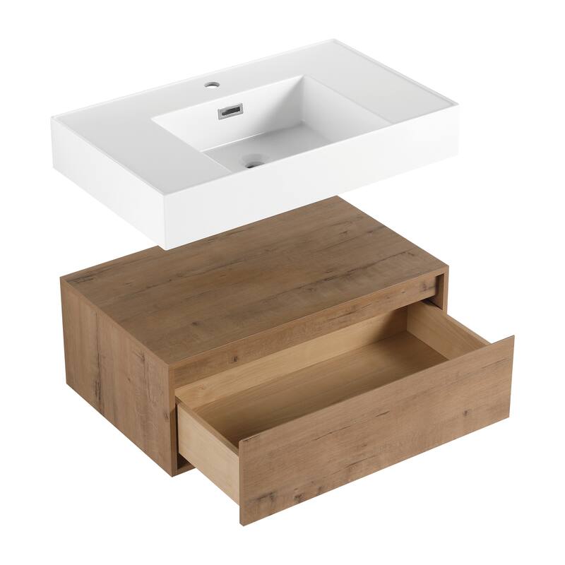 ARTCHIRLY 30/60 Inch Bathroom Vanity with Sink, Floating Bathroom Vanity With Soft Close Drawer