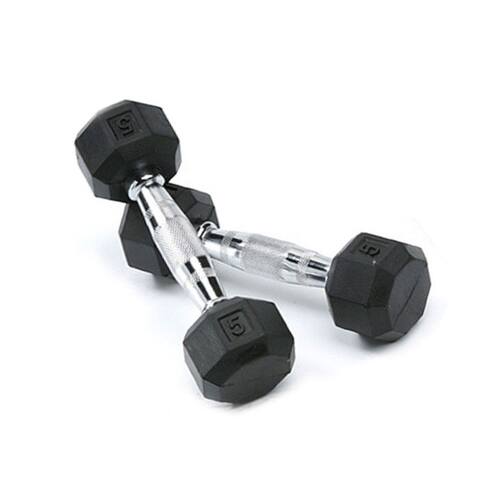 Spri hex-5 spri deluxe rubber dumbbells 5lb pair