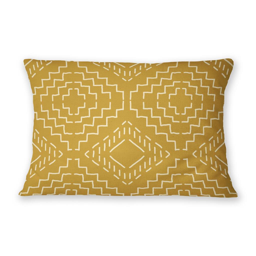 INES GOLD Indoor|Outdoor Lumbar Pillow By Becky Bailey