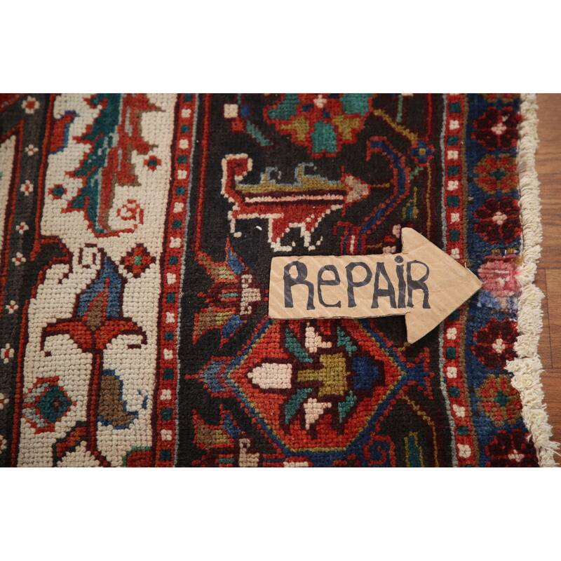 Hand Knotted Oriental 100% Wool Carpet Traditional Medallion Red Heriz Area Rug - 11' 0'' X 7' 8''