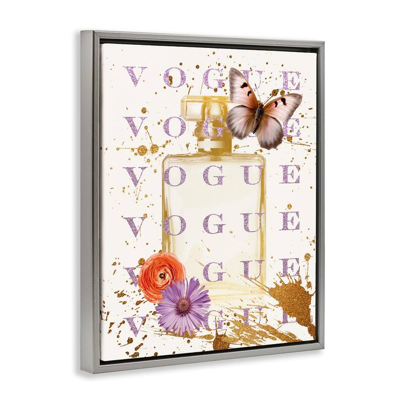 Stupell Butterfly & Floral Perfume Framed Floater Canvas Wall Art Design By Susan Arnot