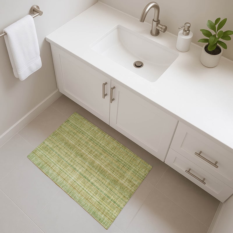 Premium Washable Super Soft Striped Mayfield Rug - Aloe - 1'8" x 2'6"
