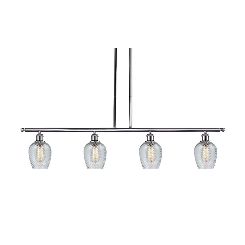 Innovations Lighting 516-4I Salina  Salina 4 Light 48" Wide Linear Chandelier (Brushed Satin Nickel / Clear Spiral Fluted) - Chandeliers For Bedrooms by Overstock.com