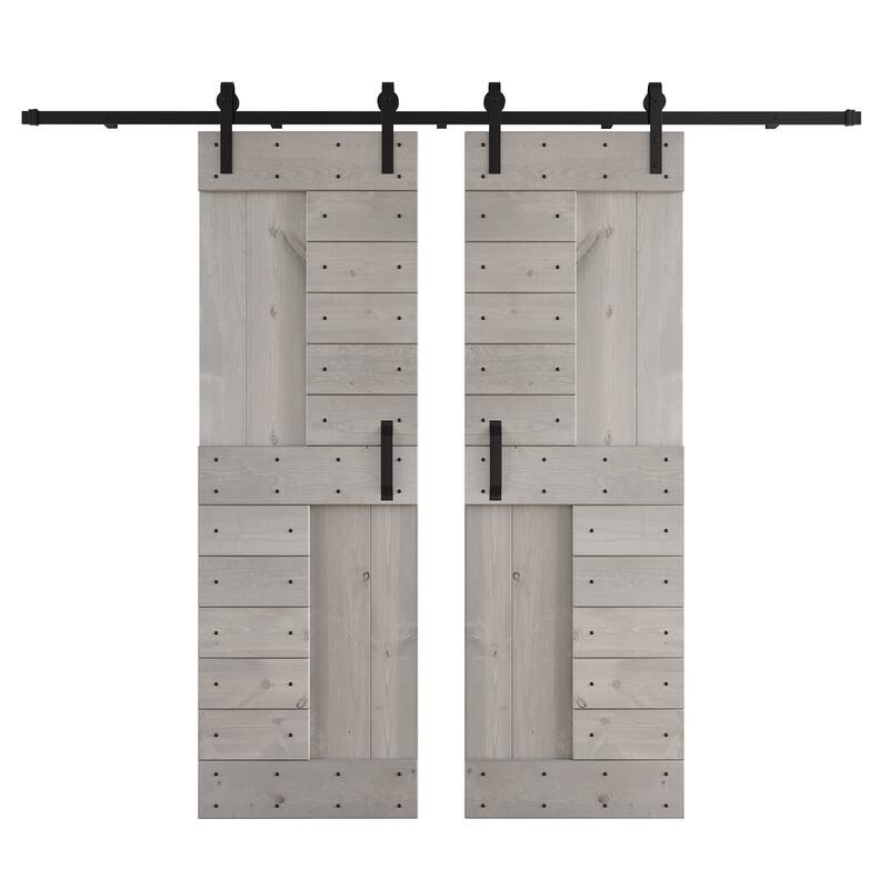 Coast Sequoia 48in/60in/72in/84in x 84in S Series Pine Wood Double Sliding Barn Door With Hardware Kit