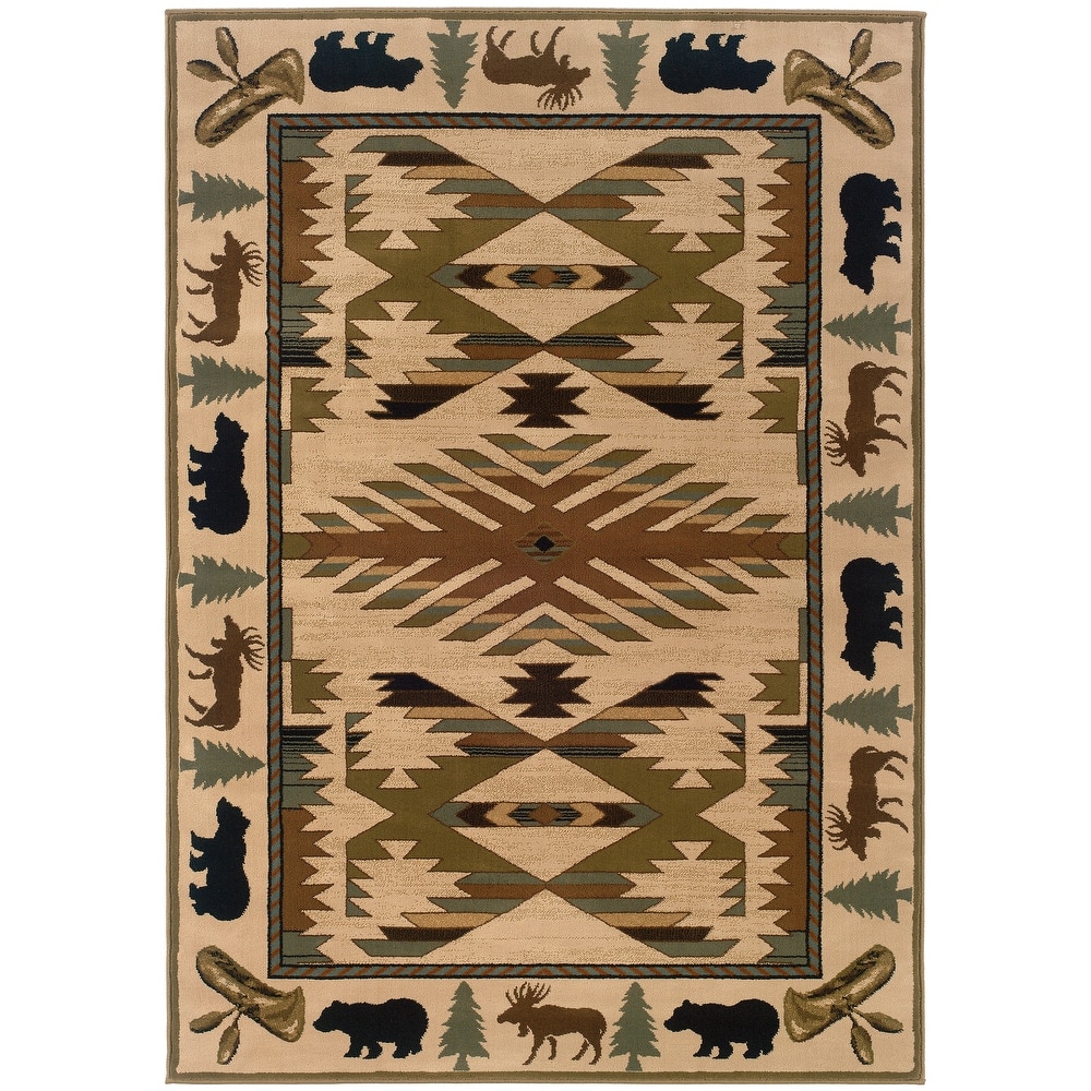 Style Haven Hearthstone Lodge Ivory/ Green Area Rug