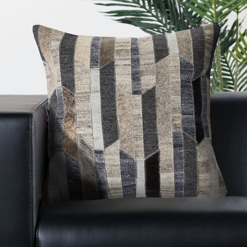 Sevita Multicolored Striped Faux Leather Throw Pillow
