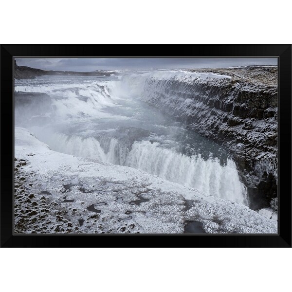 "Gullfoss Waterfall, (Golden Falls), Iceland" Black Framed Print