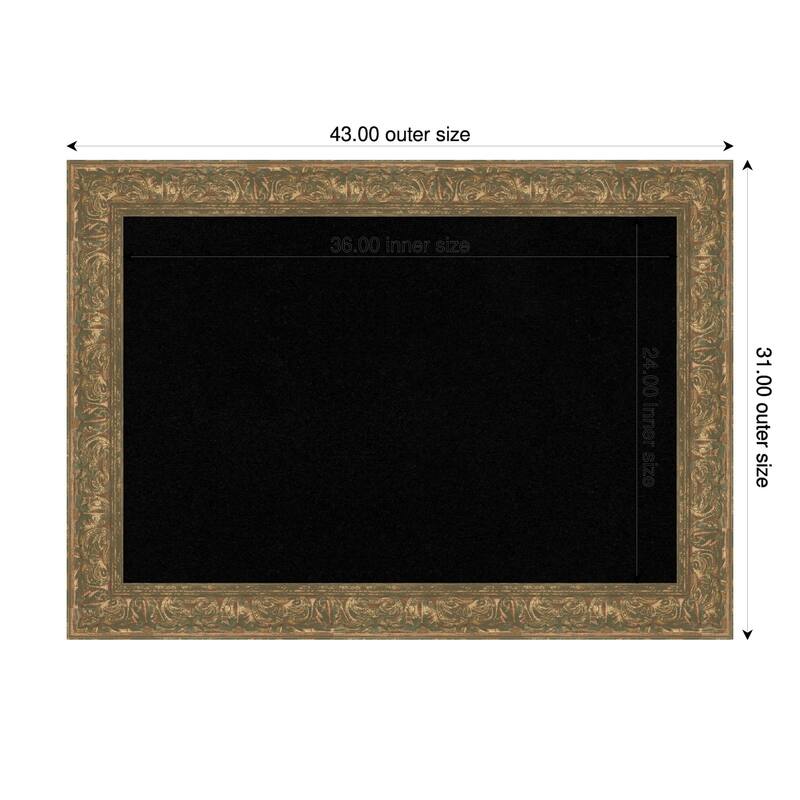 Luxe Bronze Gold Framed Cork Board - Bulletin Board, Organization Board, Pin Board - Black - 43 x 31 in