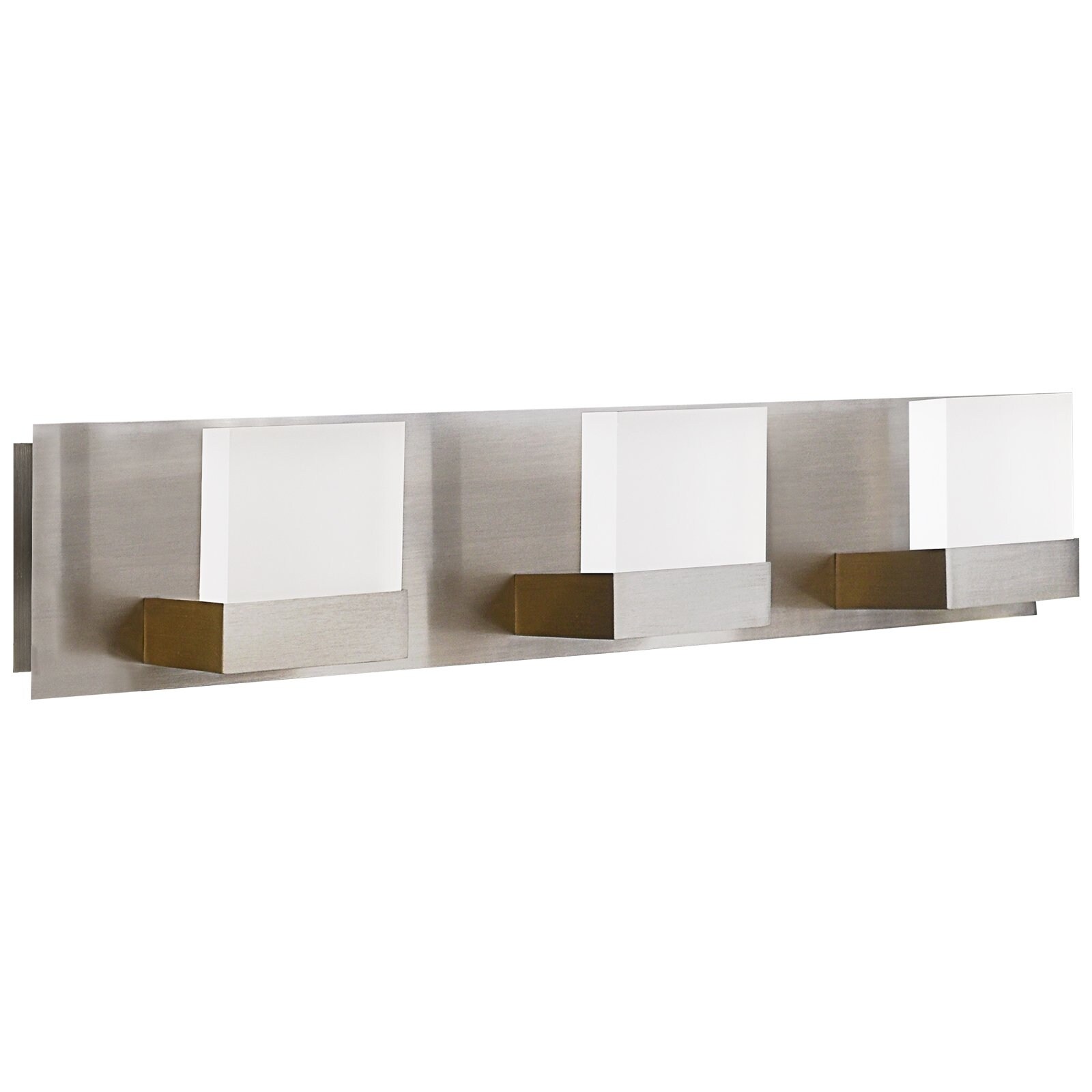 Luxrite 3 Light Vanity Light 3 Color Selectable Bathroom Light Fixture Brushed Satin Nickel 30W Damp Rated ETL Listed
