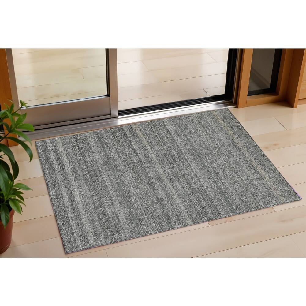 HomeRoots Striped Transitional Rectangle Outdoor Rug