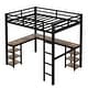 preview thumbnail 12 of 12, Black Twin XL Size Metal Loft Bed with Desk, Shelves, Ladder, and Guardrails