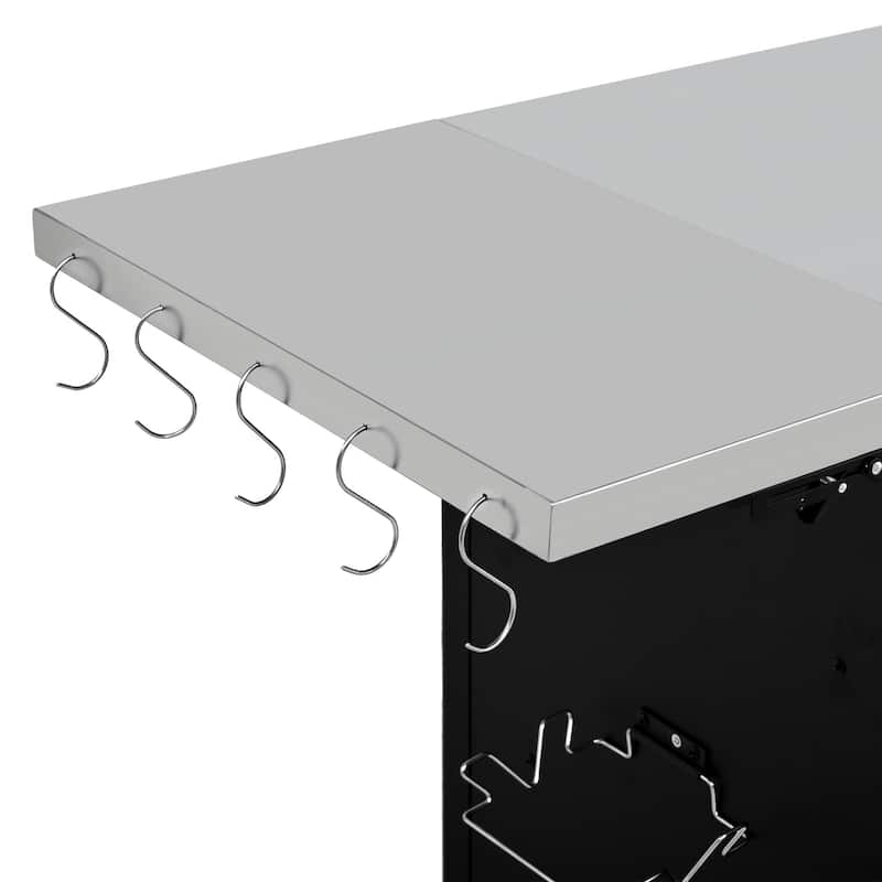 76.6" Outdoor Kitchen Island for Big Green Egg & Kamado Grills, Rolling BBQ Cart with Storage Cabinet & Drop Leaf