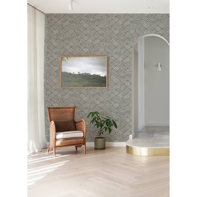 A-Street Prints Helene Pewter Glitter Geometric Wallpaper