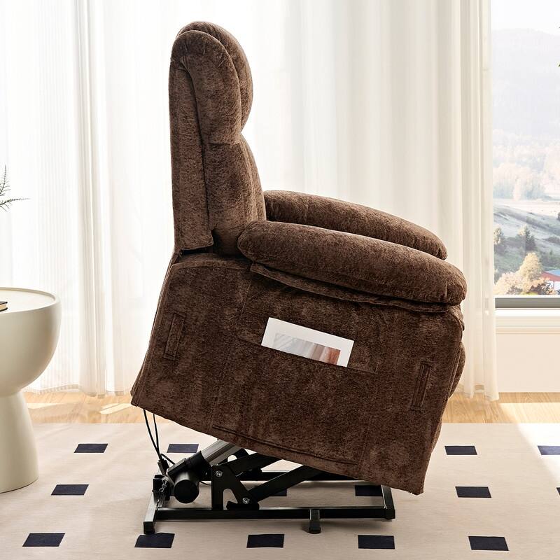 Mixoy Velvet Power Lift Recliner Chair,Dual Motor Heat Massage Electric Recliners Arm Chair with Remote