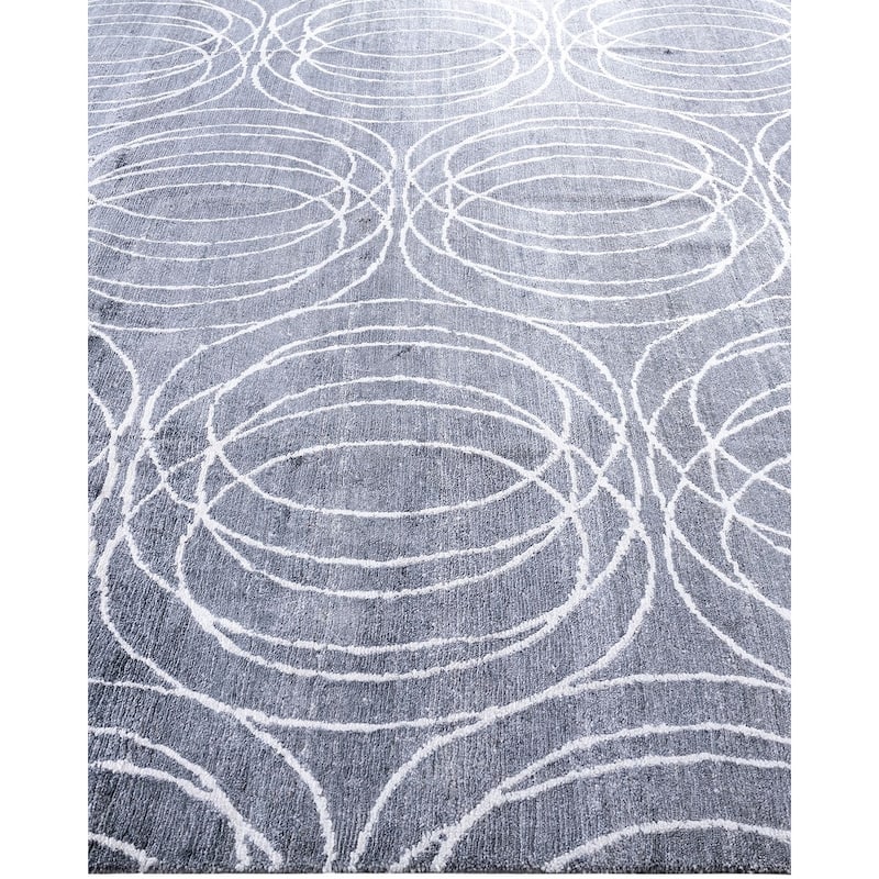 Modern One-of-a-Kind Hand-Knotted Area Rug - Gray, 8' 0" x 10' 0" - 8' 0" x 10' 0"