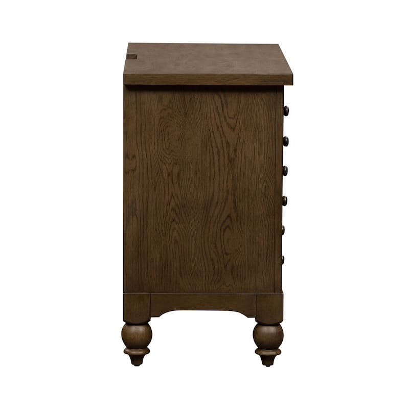 Americana Farmhouse Dusty Taupe Bedside Chest with Charging Station