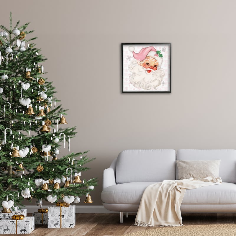 Stupell Pastel Vintage Jolly Santa Framed Giclee Art Design By Mollie B.
