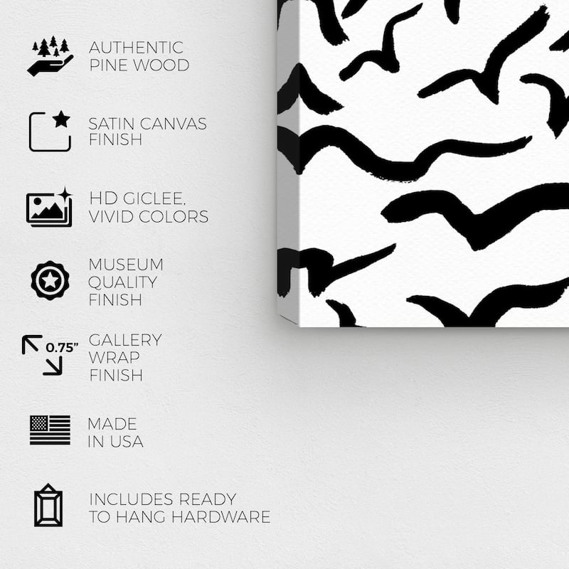 Wynwood Studio Canvas Abstract Fly Pattern White and Modern & Contemporary Wall Art Canvas Print