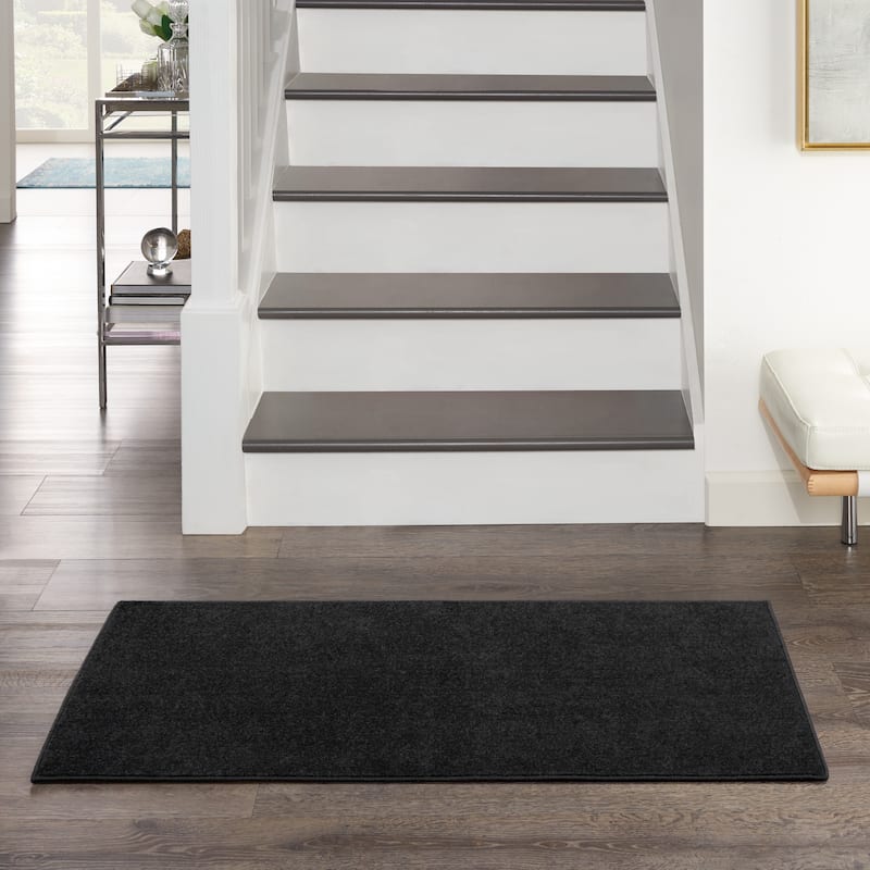 Nourison Essentials Solid Contemporary Indoor/Outdoor Area Rug - 3' x 5' - Black