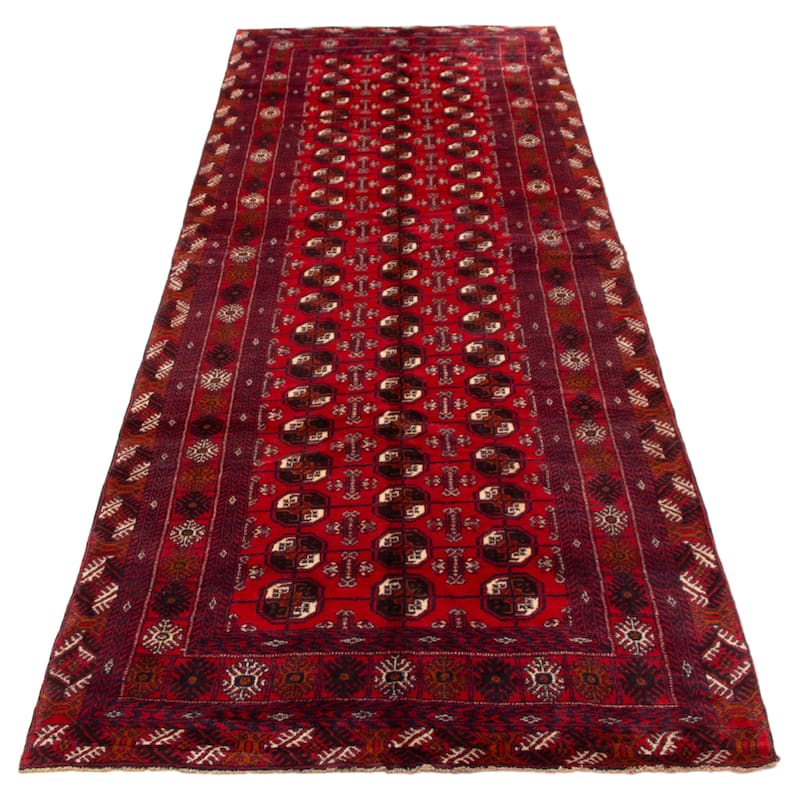 ECARPETGALLERY Hand-knotted Teimani Red Wool Rug - 4'11 x 14'9