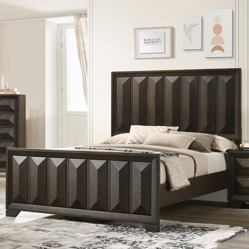 Furniture of America Uppon Transitional Espresso Wood 5-Piece Panel Bedroom Set