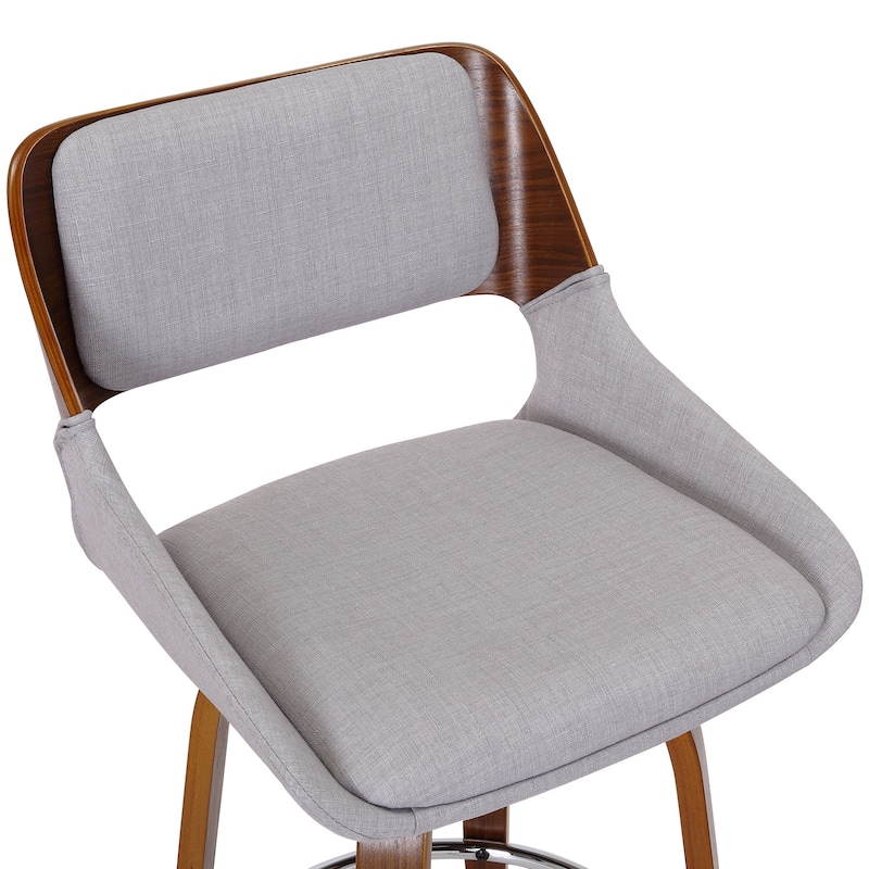 Mid-Century Fabric and Wood 26" Counter Stool with Swivel