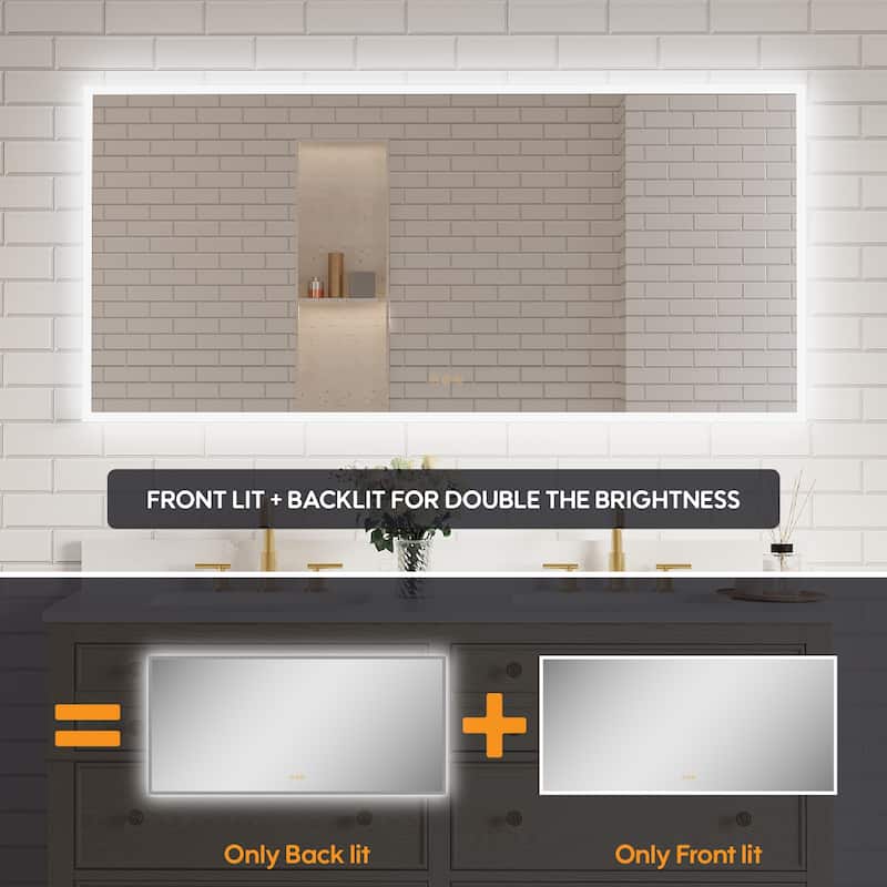 Modern Wall Mounted LED Bathroom Frontlit/Backlit Mirror With PMMA Diffuser