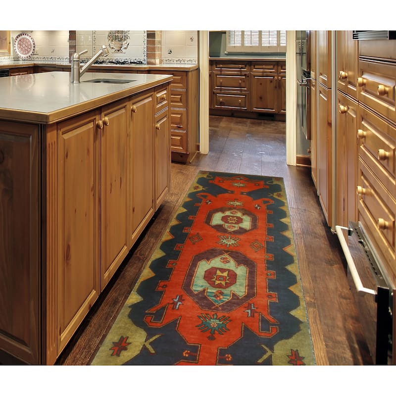 Fine Vintage Distressed Raushan Red/Navy Runner - 3'0" x 9'11"