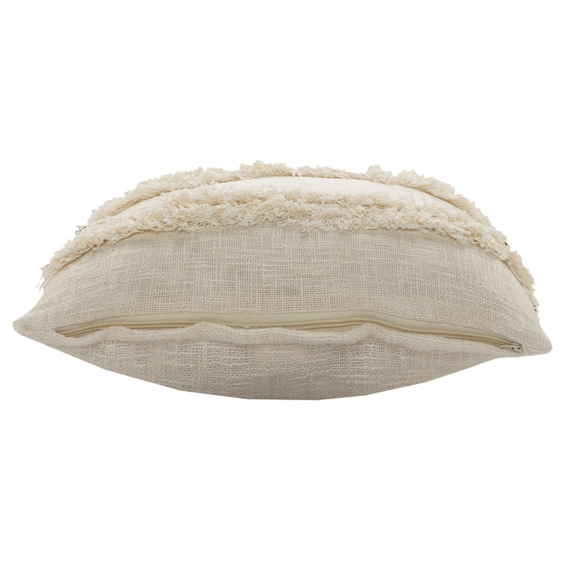 HomeRoots 20" X 20" Cream 100% Cotton Zippered Pillow