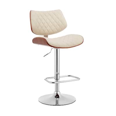 Faux Leather Adjustable Bar Stool with Swivel Seat and Chrome Matte Frame