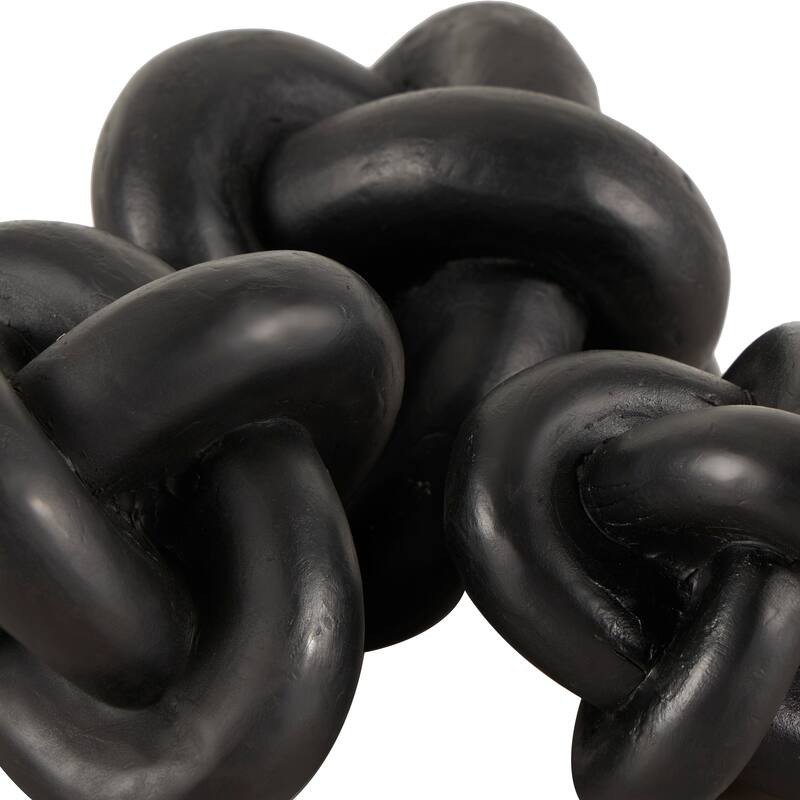CosmoLiving by Cosmopolitan Black or White Resin Knot Inspired Geometric Sculpture (Set of 3)