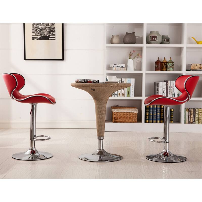Upholstery Airlift Adjustable Swivel Barstool w/Chrome Base,Set of 2