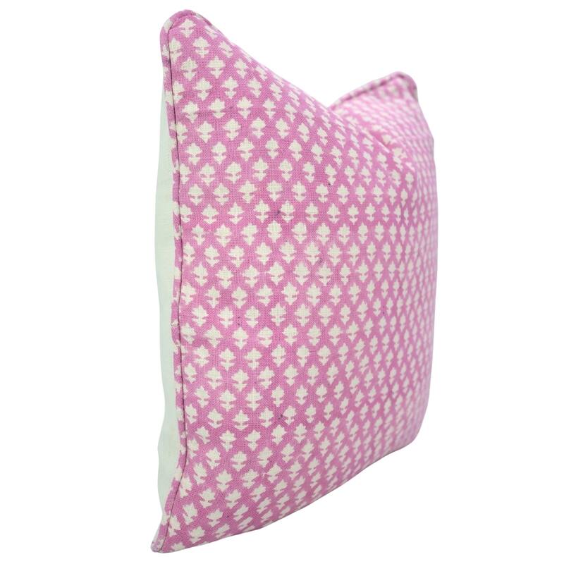 Fabdivine Pipine Fall Décor Farmhouse Hand Block Print Pillow Cover Sofa, Couch Cushion Case Linen - Pillow Covers - Pink City- Pink - 14" x 36"